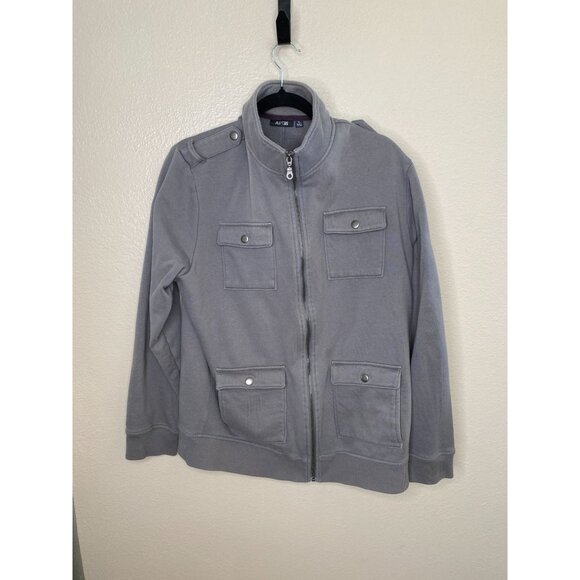 Apt. 9 Mens Gray Full-Zip Mock Neck Jacket Size XL Soft Casual Layers Cotton - Picture 1 of 7